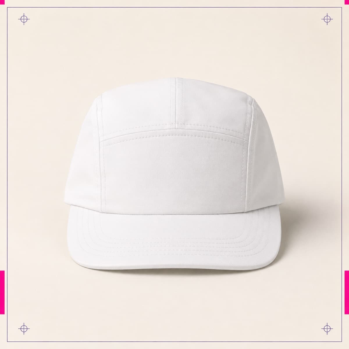 Cap with Polyester Front Panel, an unprinted blank photographed flat.