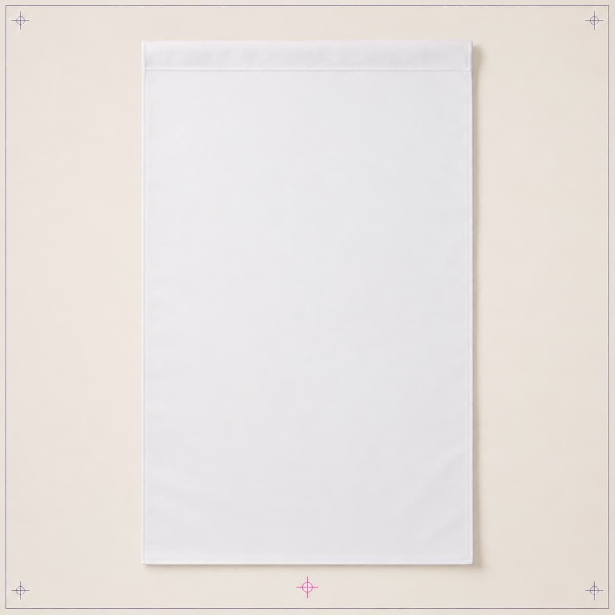 Wall Hanging 100 × 140 cm, an unprinted 100% polyester blank photographed flat on almond paper.