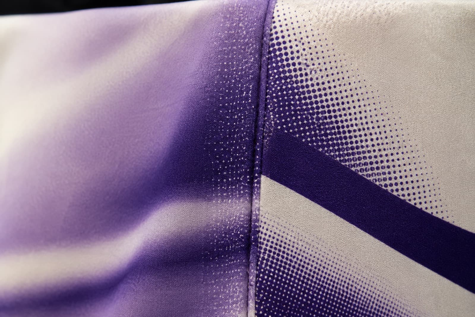 Macro photograph illustrating all-over printing on polyester.
