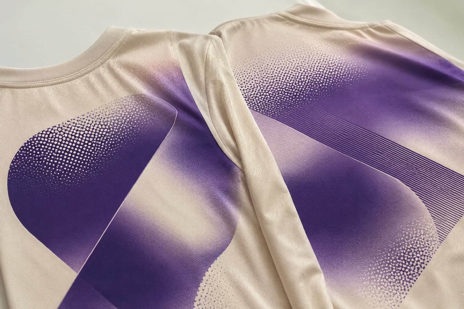 Macro photograph illustrating front + back printing on polyester.